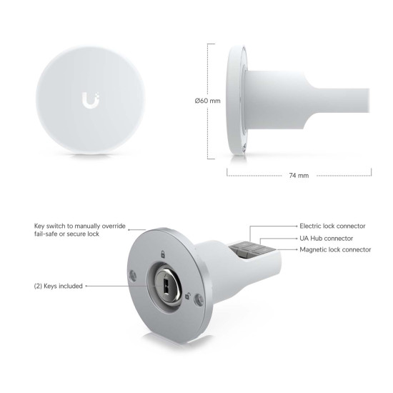 Comutator de urgență cu cheie pentru control acces UniFi Ubiquiti Access Rescue KeySwitch, UA-Rescue